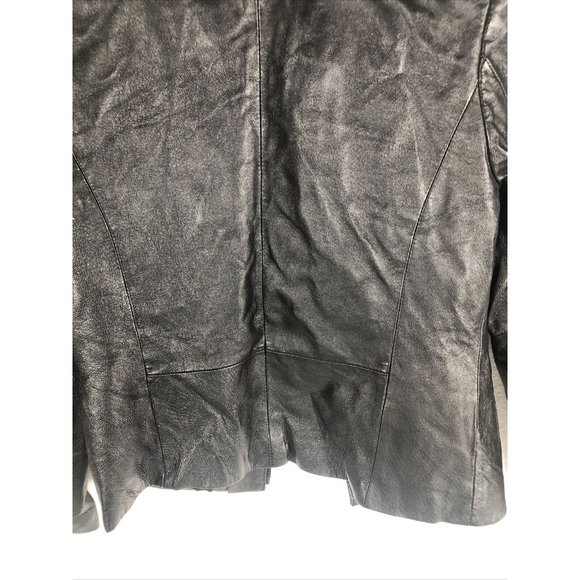 Clio Petites Black 100% Leather Jacket Coat Petite Size 4 - Picture 11 of 11